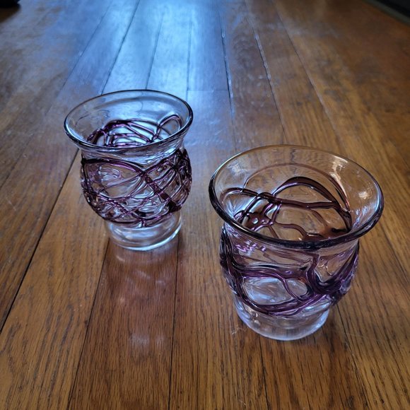 VTG Pier 1 Hand Blown Tulip Glasses - Set of 2 - Picture 1 of 4